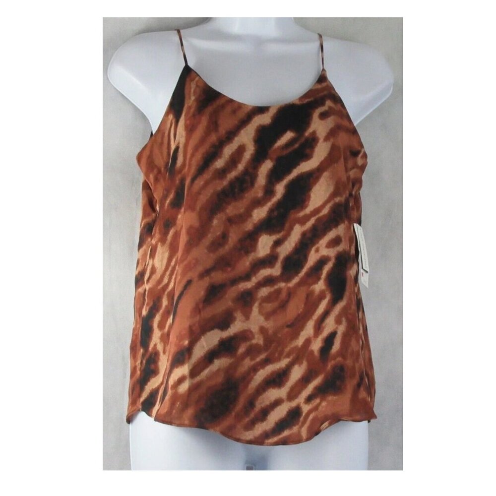 NWT Bar III Women's Scoop Neck Camisole Top, Brown Multi Animal Print, XS